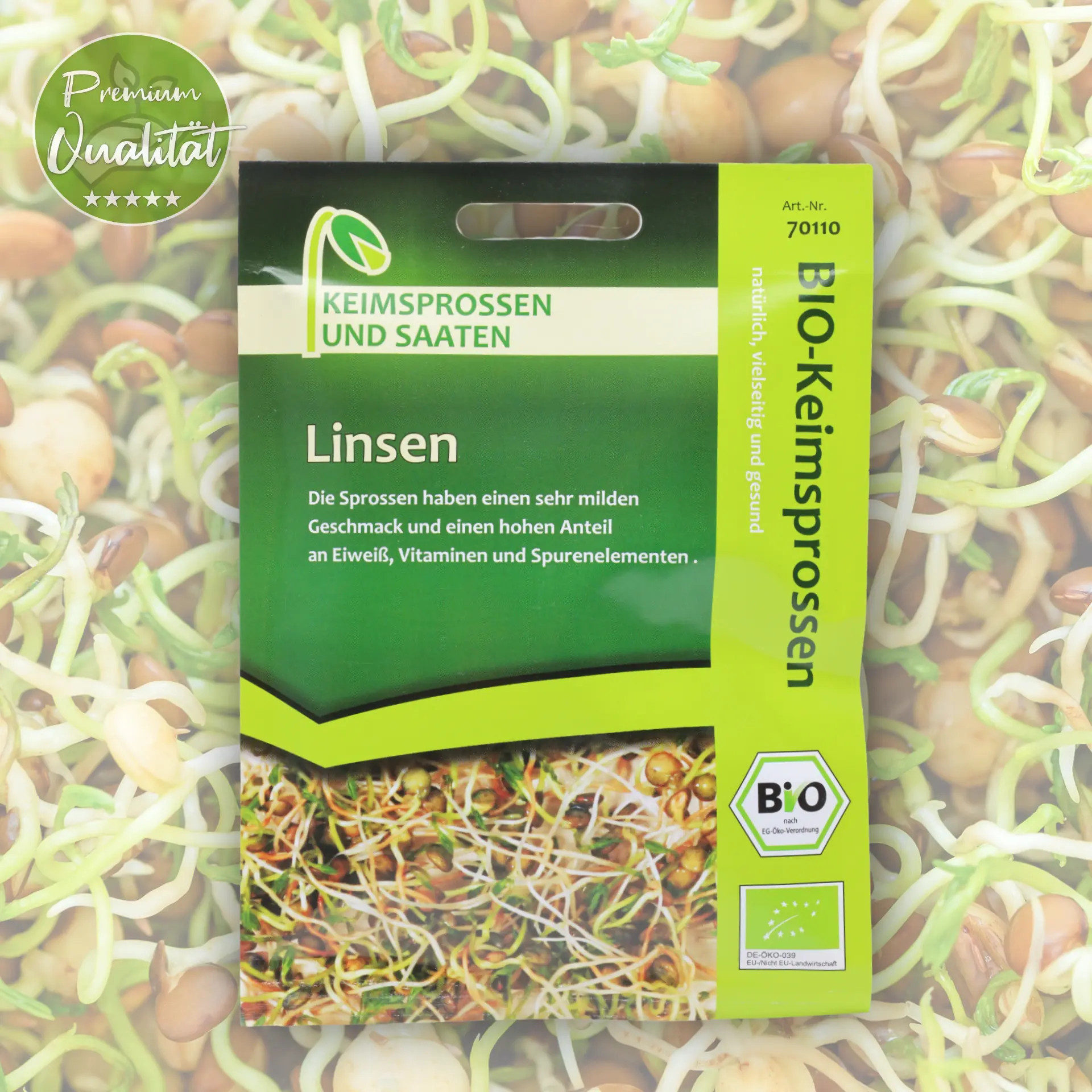Bio Linsensprossen von Keimsprossen und Saaten