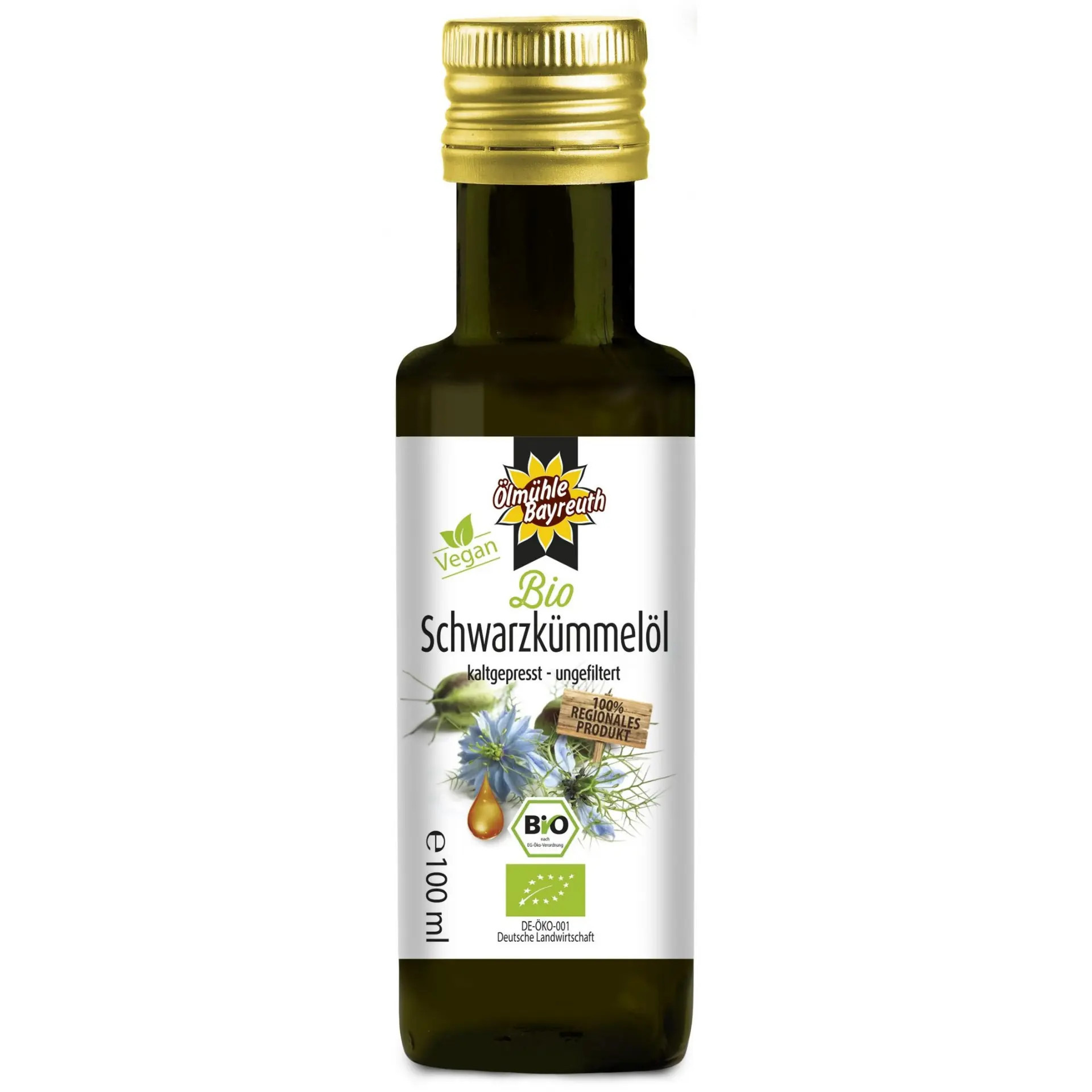 Bio Schwarzkümmelöl kaufen 100 ml - kaltgepresst von der Ölmühle Bayreuth