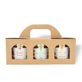 Geschenkset "Klassik Senf": Mittelscharf, Honig & Leindotter (je 220 ml)