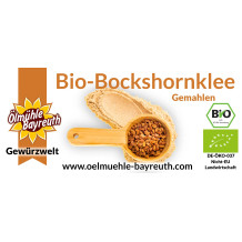 Bockshornklee gemahlen Vorderetikett von der Ölmühle Bayreuth