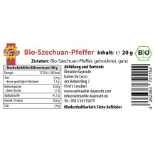 Szechuan-Pffeffer in Bio-Qualität - Etikett Rückseite