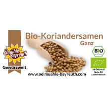 Koriandersamen Etikett Vorderseite