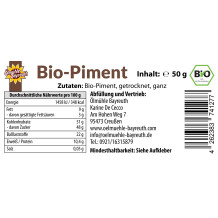 Piment Etikett Rückseite