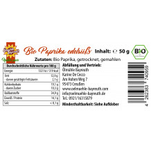 Bio Paprika edelsüß von der Ölmühle Bayreuth