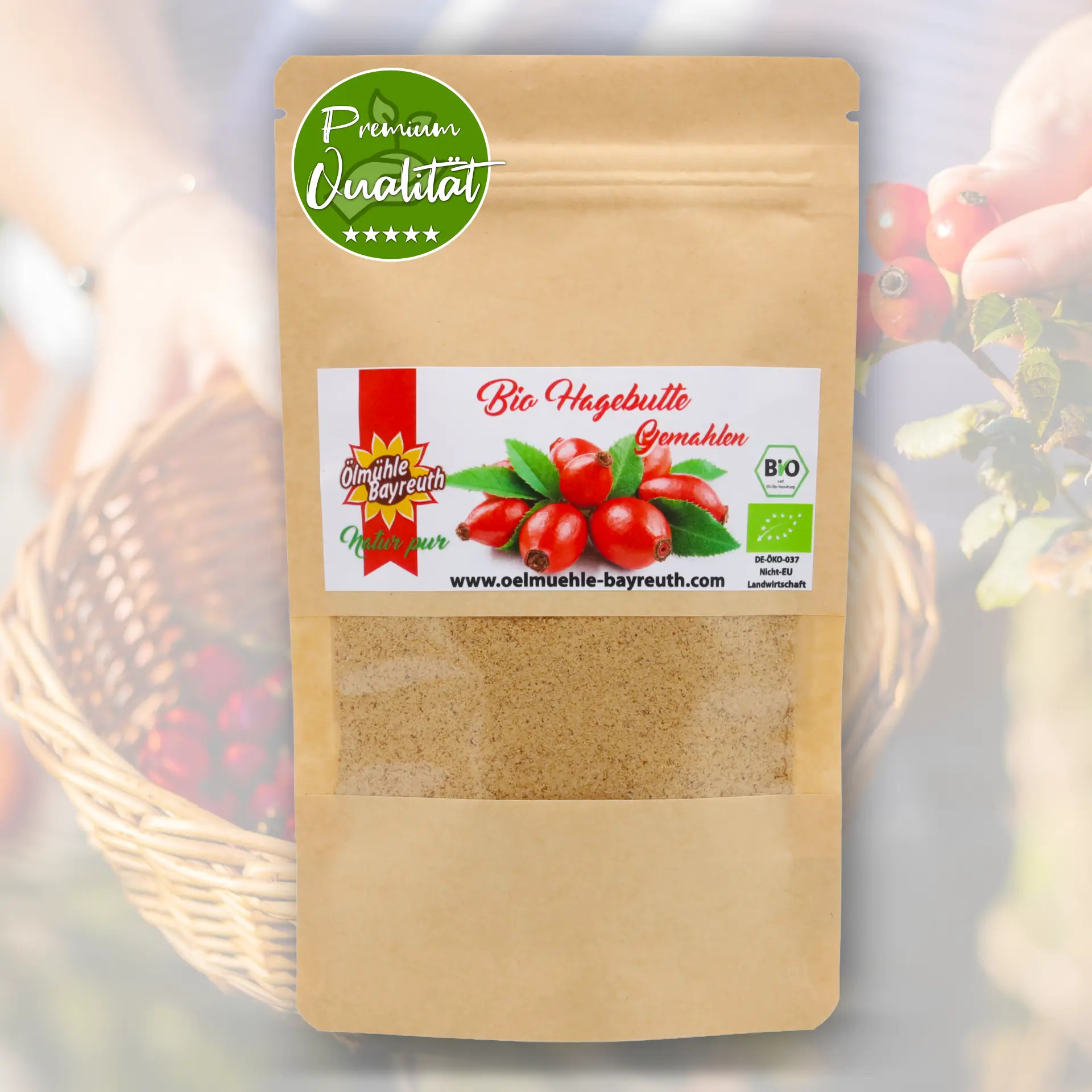Bio Hagebuttenpulver von der Ölmühle Bayreuth