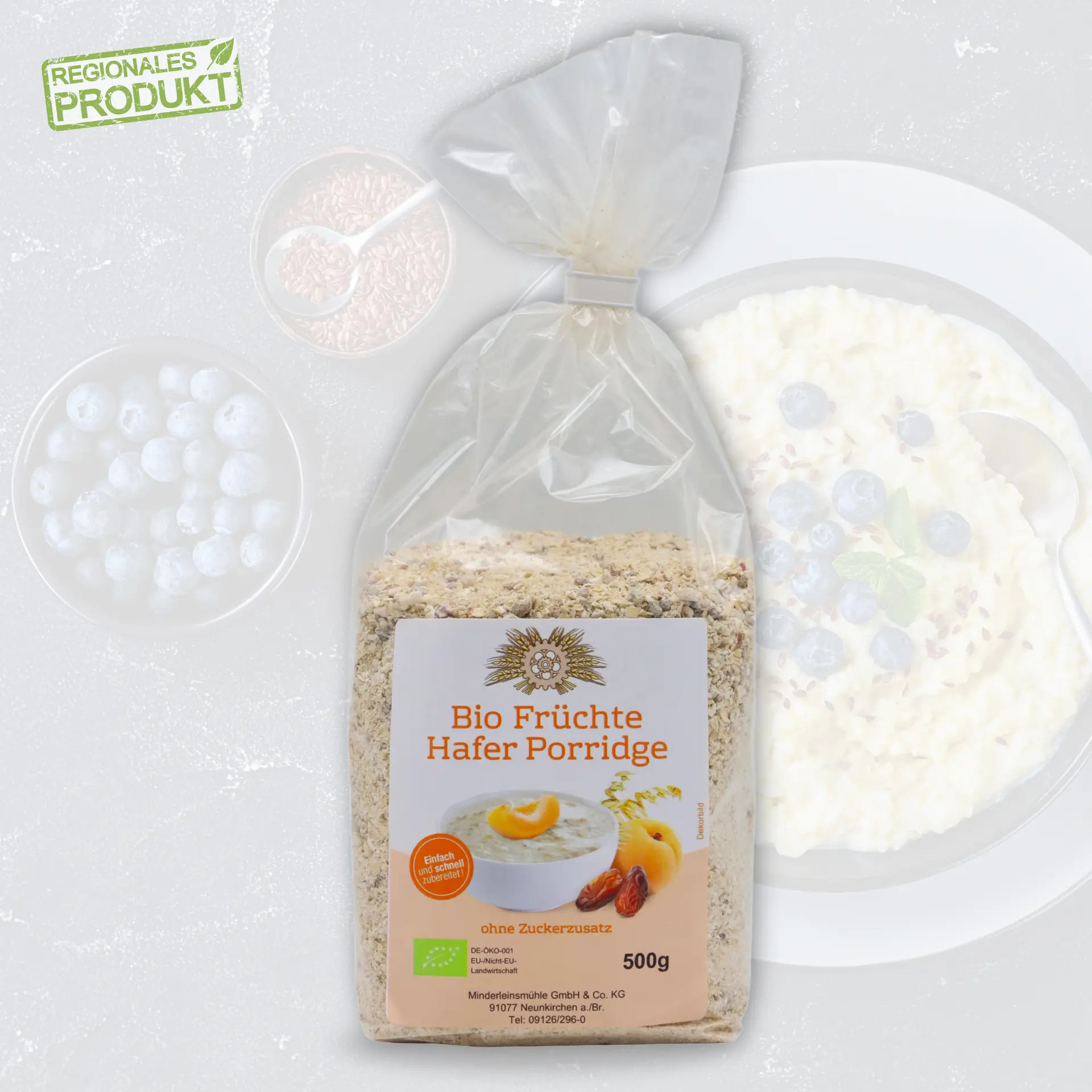 Bio Früchte Hafer Porridge von der Schustermühle