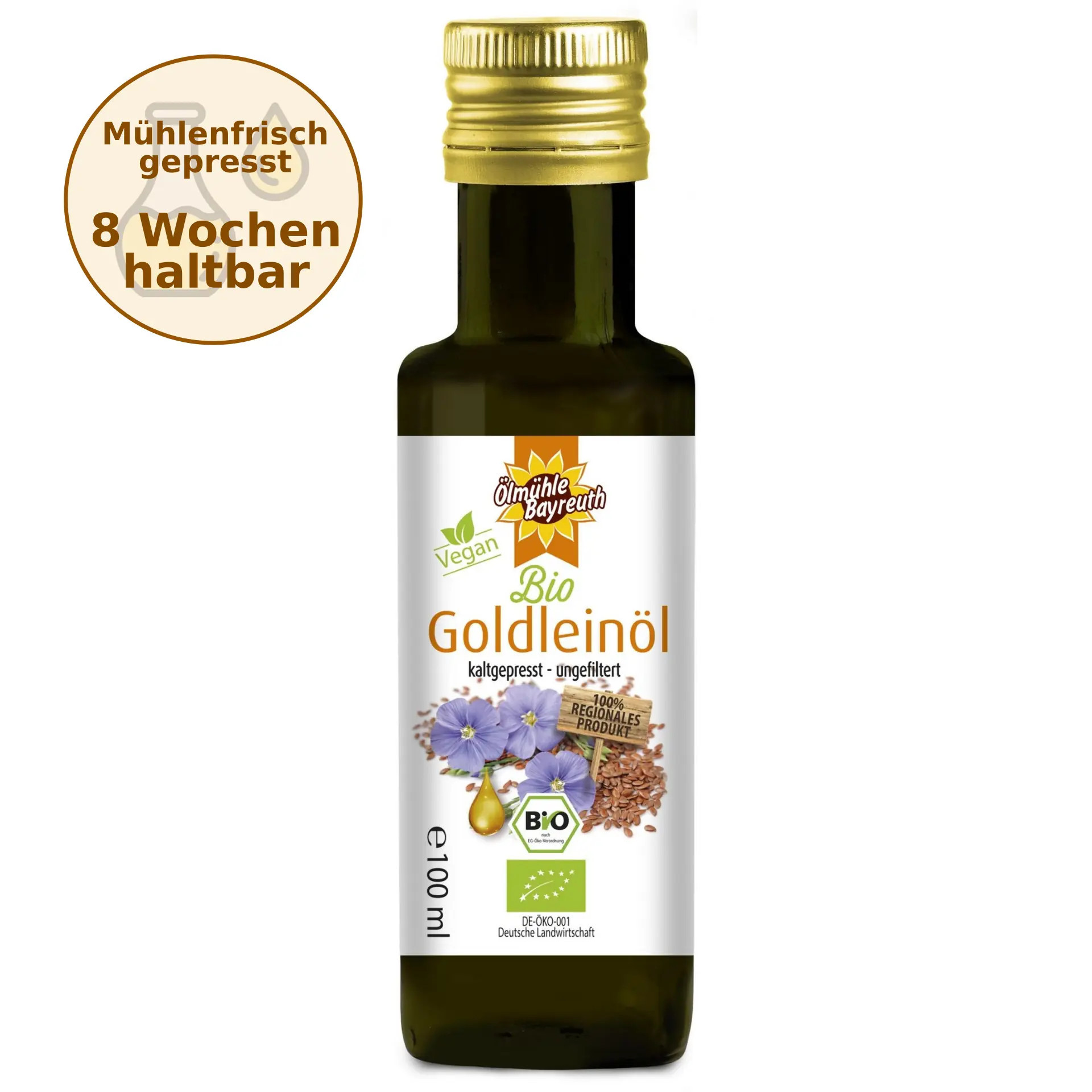 Bio Goldleinöl kaltgepresst von der Ölmühle Bayreuth