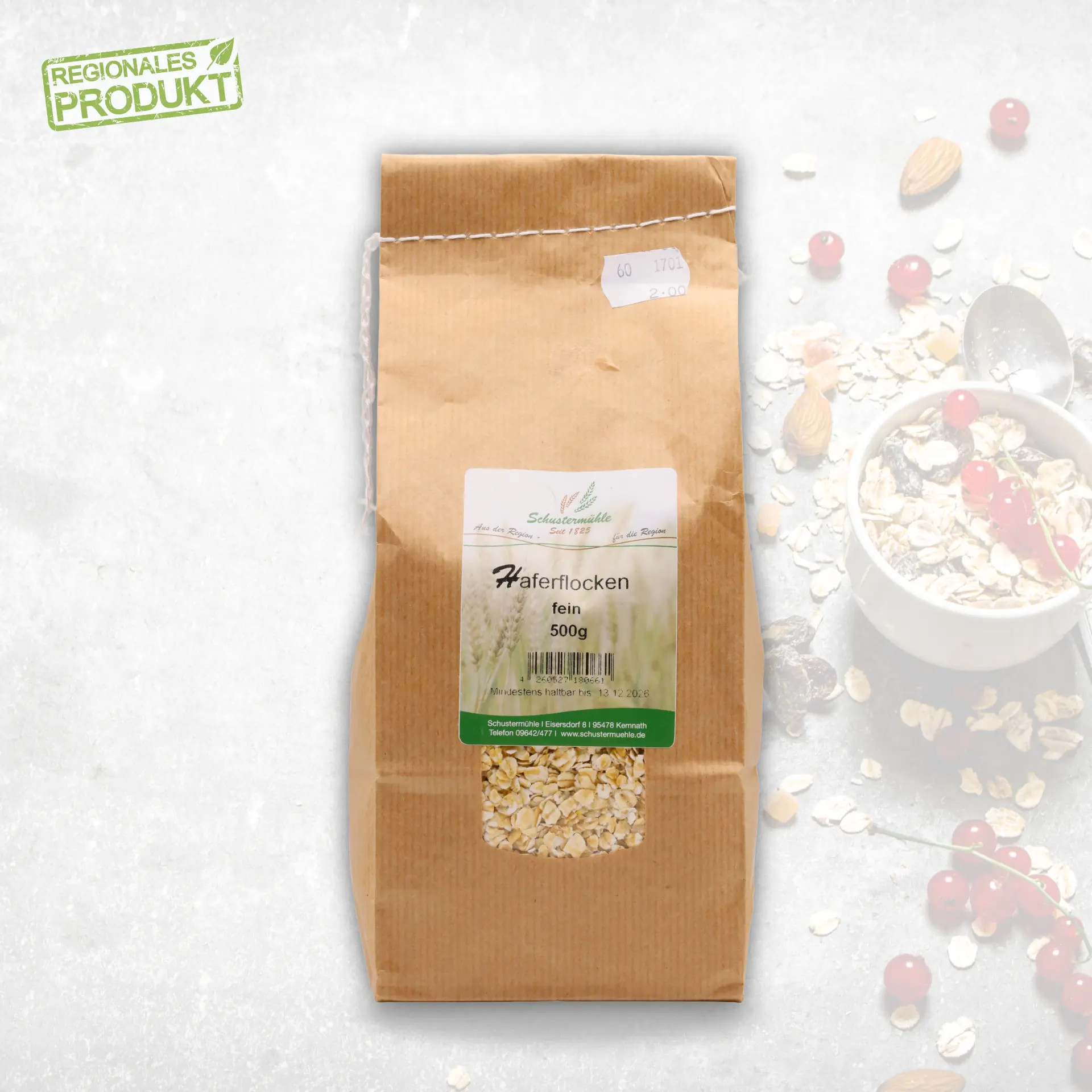 Haferflocken fein 500g regional von der Schustermühle