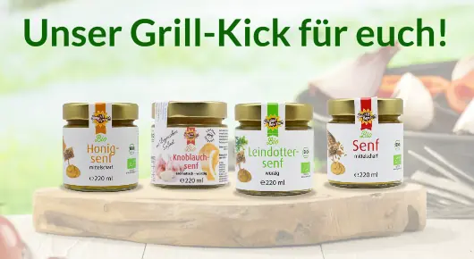 Sommer ist zeit zum Grillen. Entdeckt unseren Senf und gibt euch den Grill-Kick